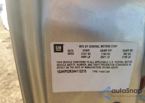 2004 Buick Lesabre Custom from USA, damaged, VIN 1G4HP52K344112215